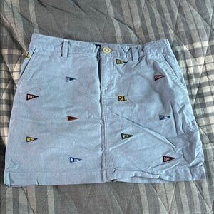 Ralph Lauren Light Blue Mini Skirt with Embroidered Flags